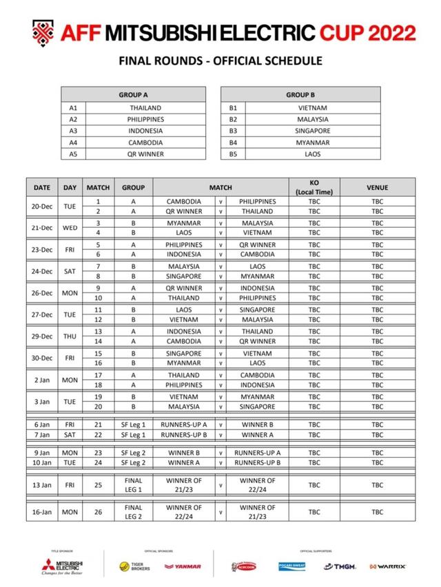 Jadwal Piala AFF 2022 yang Bocor di Media Sosial.