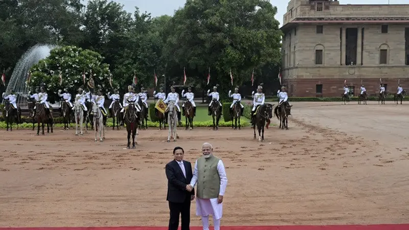 PM India Narendra Modi dan PM Vietnam Pham Minh Chinh di New Delhi pada Kamis (1/8/2024).