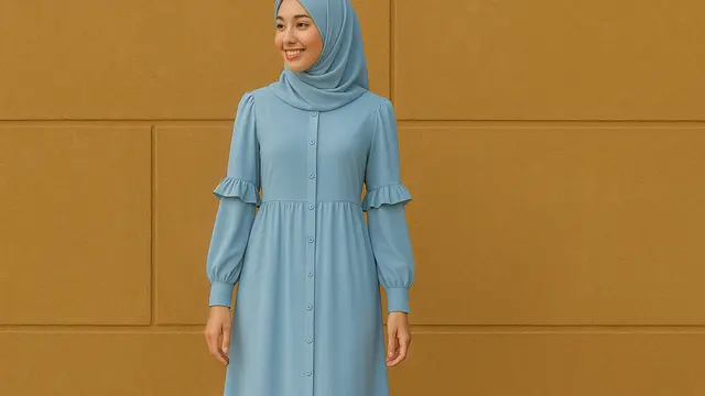 Model Gamis Kancing Depan Sampai Bawah