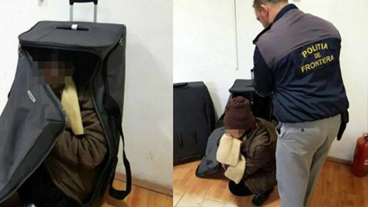 Salah satu perempuan Afghanistan yang bersembunyi di sebuah koper