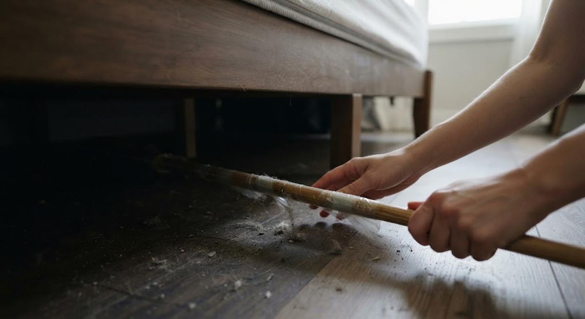 Membersihkan Kolong Tempat Tidur