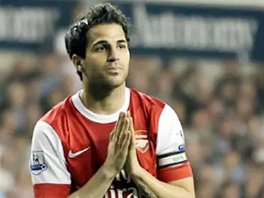 Reaksi dari gelandang dan kapten Arsenal Cesc Fabregas pada partai Liga Premier melawan Tottenham Hotspur di White Hart Lane, 20 April 2011. AFP PHOTO/ADRIAN DENNIS