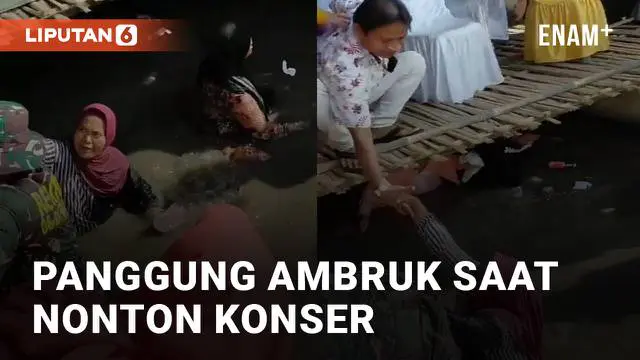 VIDEO: Panggung Ambruk Saat Nonton Konser, Ibu-Ibu Nyemplung Sungai