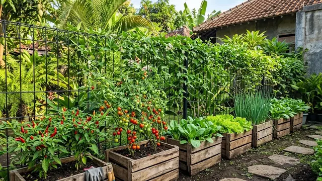 Kebun Sayur Memanjang di Sepanjang Pagar