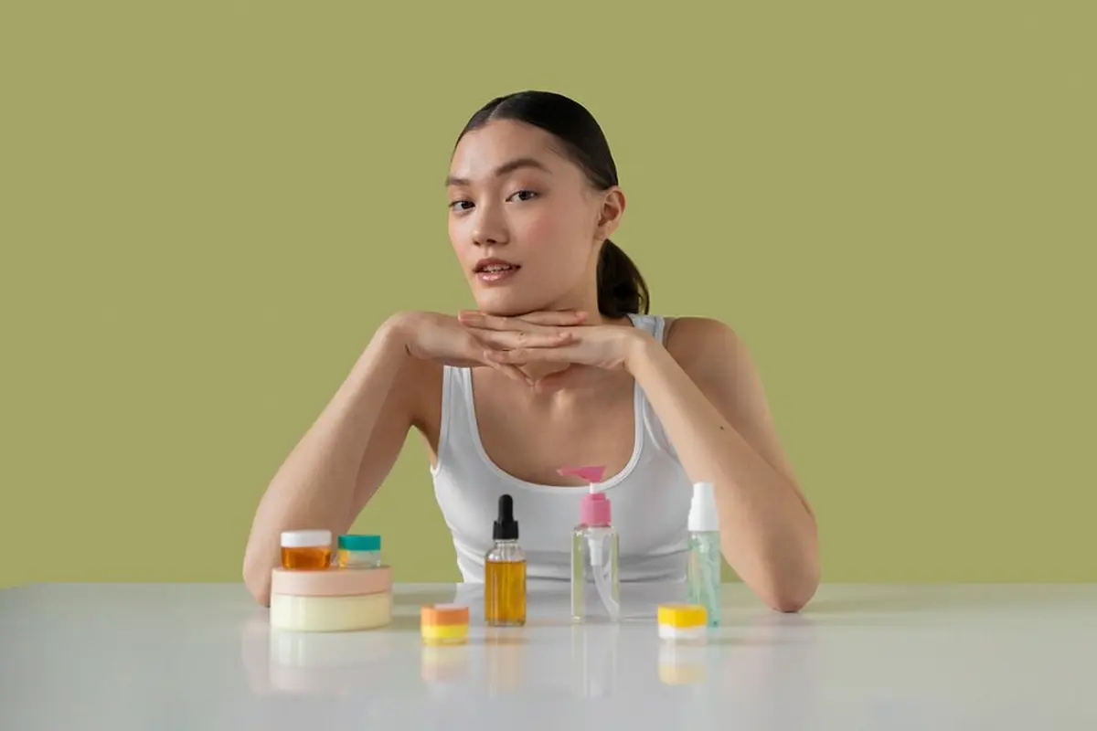 Ilustrasi perempuan dan produk skincare/freepik.com