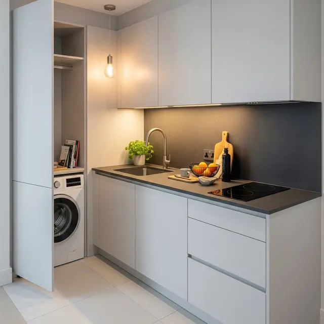 Dapur Rumah Kecil Multifungsi untuk Masak dan Cuci Baju
