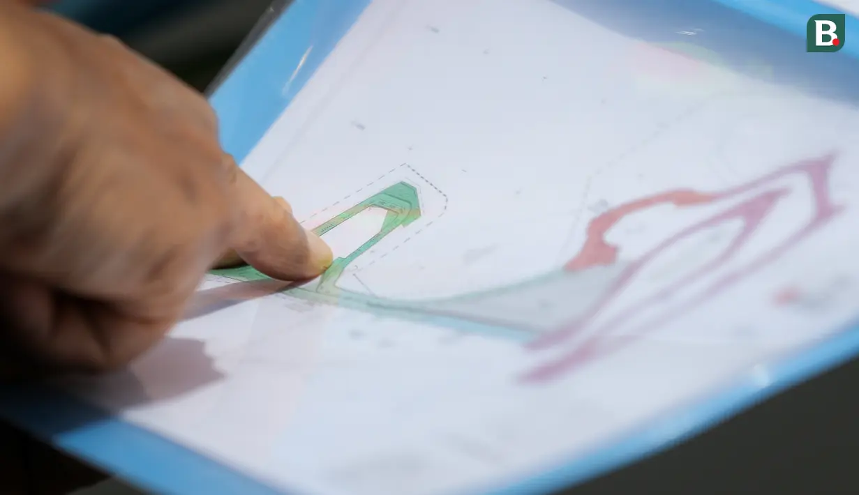 Sketsa Sirkuit Formula E di kawasan Taman Impian Jaya Ancol, Jakarta Utara, Minggu (06/03/2022). Progres sirkuit sudah mencapai 52 persen pada hari ke-32 dan ditargetkan akan selesai pada bulan April 2022. (Bola.com/Bagaskara Lazuardi)