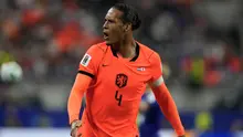 Pemain Belanda, Virgil van Dijk, bereaksi dalam pertandingan Grup F Piala Dunia 2026 melawan Jepang di Arlington, Texas, dekat Dallas, Senin (15/6/2026) dini hari WIB. (AP Photo/Tony Guttierez)