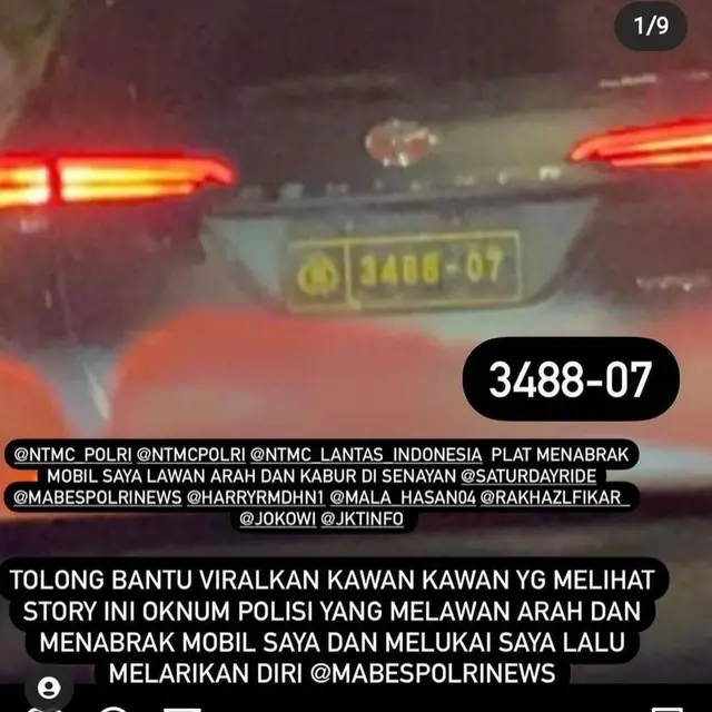 Viral mobil pelat dinas Polri lawan arah dan tabrak pengendara lain di Jaksel