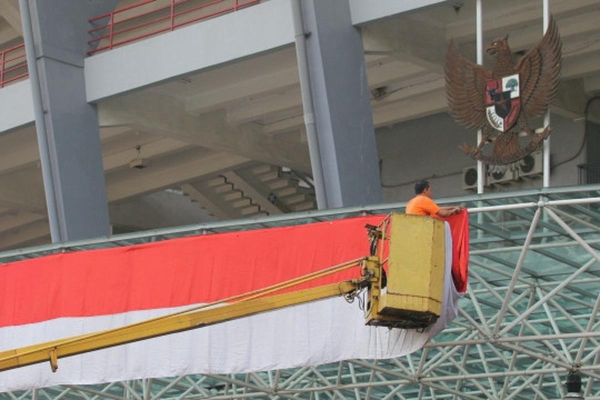 Sambut hari kemerdekaan, Stadion GBK dihiasi bendera merah putih