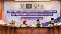 NU Care-LAZISNU sebagai lembaga filantropi di bawah naungan Nahdlatul Ulama (NU), menerima donasi kemanusiaan sebesar Rp1,5 miliar dari Unilever Indonesia untuk membantu masyarakat terdampak konflik kemanusiaan (Istimewa)