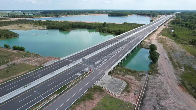 Hutama Karya memastikan 596 Km jalan Tol Trans Sumatera (JTTS) telah siap untuk dilintasi pemudik.  Hutama Karya juga menyiapkan sejumlah ruas tol yang akan dioperasikan secara fungsional. (Dok Hutama Karya)