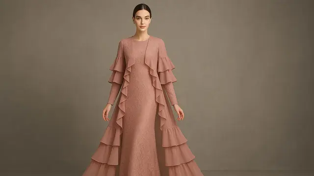 7 Model Long Dress Brokat Kombinasi Outer Lengan Panjang Kekinian 2025, Elegan dan Modis