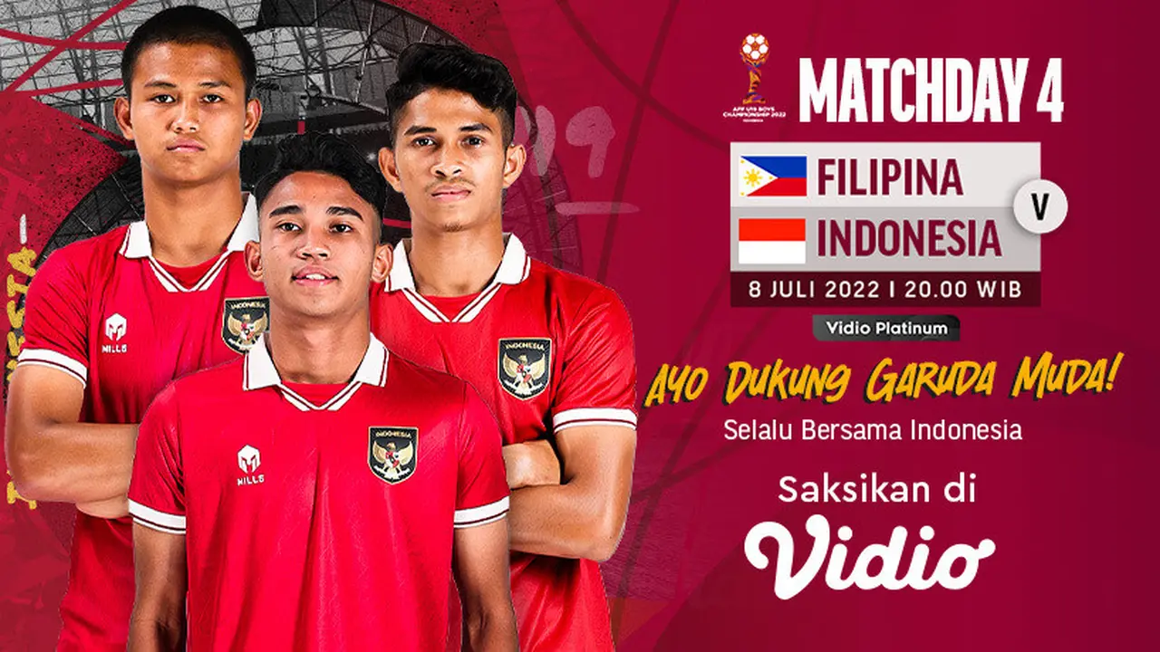 Link Live Streaming Piala AFF U-19 2022 Indonesia Vs Filipina 8 Juni 2022 di Vidio