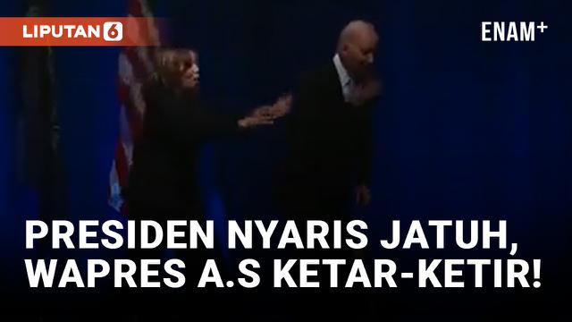 Joe Biden Nyaris Jatuh dari Atas Panggung, Wakil Presiden A.S Panik Sendiri