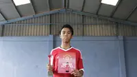 Pesepak bola muda Indonesia, Ibrahim Zikri akan mewakili Asia Tenggara ikut dalam ajang Manchester United Soccer School World Skills Final 2015 di Manchester, Inggris, 5-8 November 2015. (Bola.com/Vitalis Yogi Trisna)  