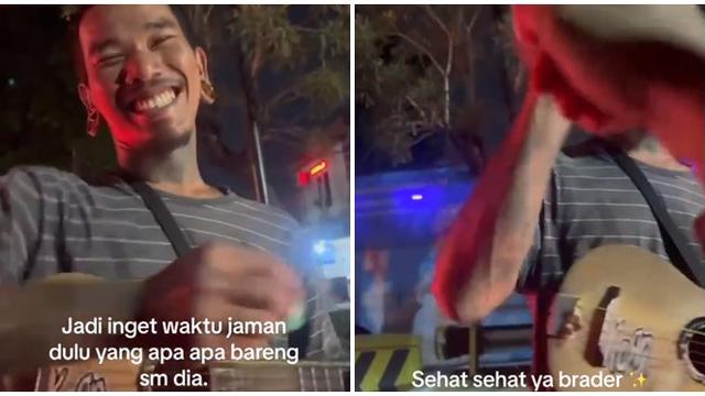Momen Pria Bertemu Sahabat SMA Jadi Pengamen di Jalanan, Saling Beri Semangat