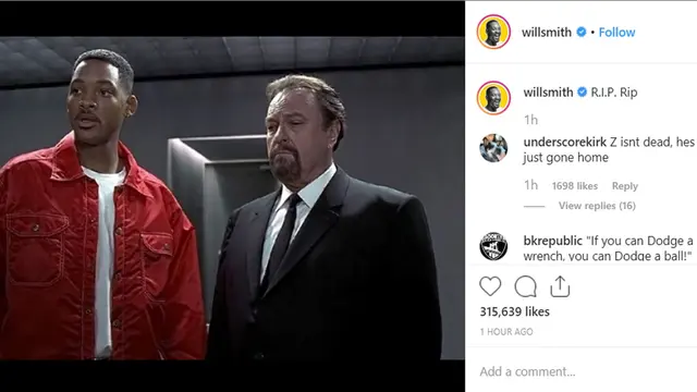 Will Smith berdukacita atas kematian Rip Torn (Screenshot Instagram @willsmith)