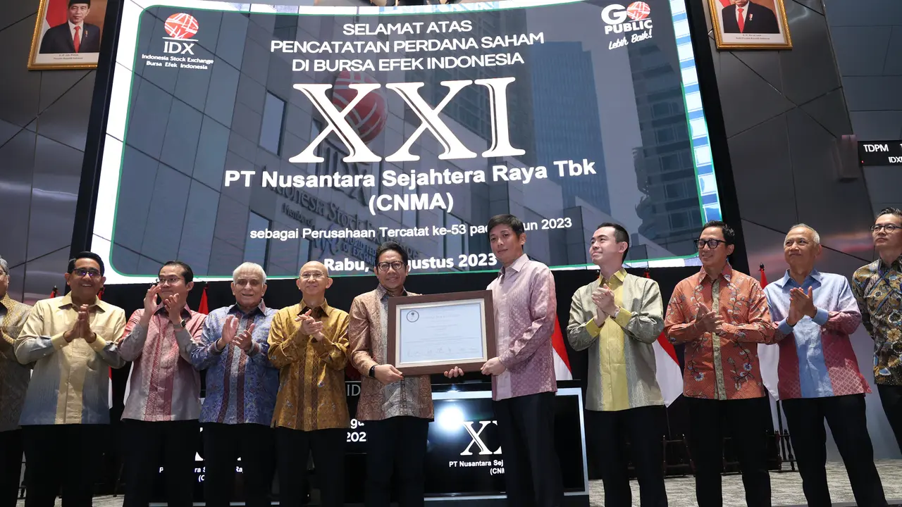 Pencatatan perdana saham PT Nusantara Sejahtera Raya Tbk (CNMA), Rabu (2/8/2023). (Foto: BEI)