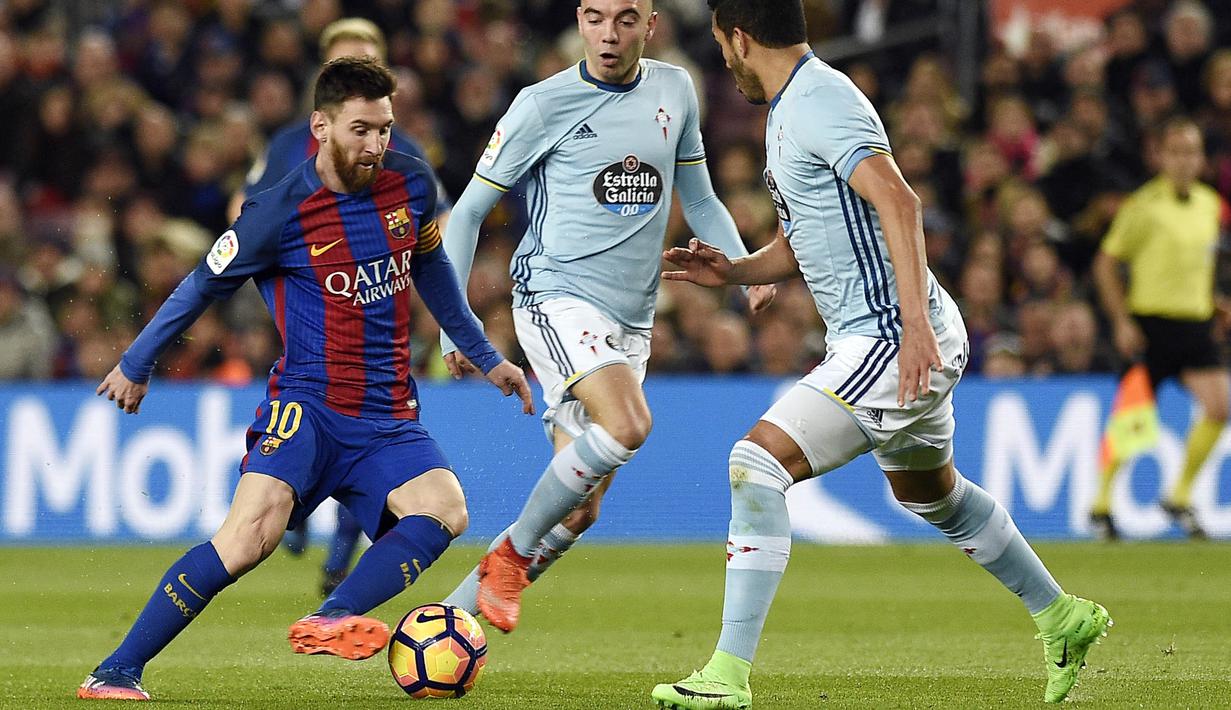 1. Barcelona - Klub Catalan pernah digulung oleh tim yang menghuni papan bawah saat itu Celta Vigo 1-4, padahal saat itu klub yang diarsiteki Luis Enrique menurunkan skuad terbaik macam Messi dan Neymar Jr. (AFP/Lluis Gene)