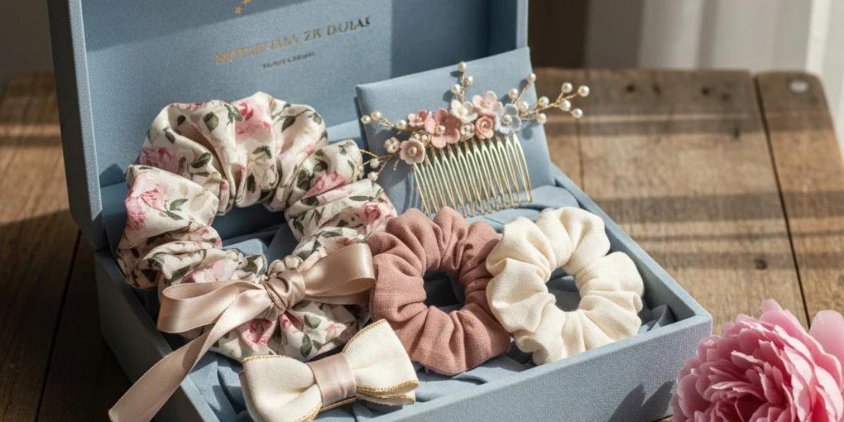 Ilustrasi Scrunchie dan Aksesori Rambut Handmade