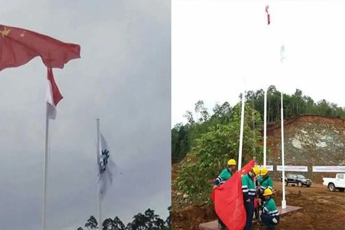 Bendera Tiongkok Berkibar di Halmahera Selatan, Netizen Geram