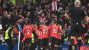 Southampton menyamakan skor 1-1 pada menit ke-61 melalui eksekusi penalti James Ward-Prowse. Penalti diberikan usai Valentino Livramento dijatuhkan Ben Chilwell di dalam kotak penalti. (AFP/Justin Tallis)