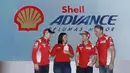 Pebalap Ducati, Andrea Dovizioso dan Jorge Lorenzo, saat jumpa pers di Hotel Sheraton, Jakarta, Kamis (1/2/2018). Acara bertajuk "Libas Tantanganmu" ini merupakan rangkaian kampanye dari Shell Advance. (Bola.com/M Iqbal Ichsan)