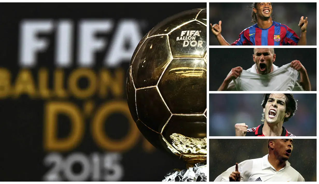 FIFA baru saja memberikan gelar pemain terbaik dunia tahun 2015 kepada pemain Barcelona, Lionel Messi. Berikut 10 bintang sepak bola dunia yang pernah meraih penghargaan FIFA Ballon d'Or.
