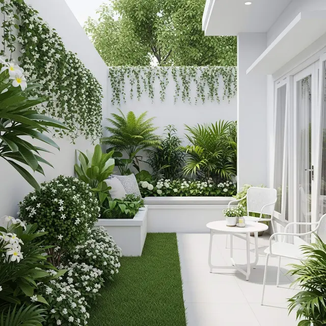 Desain Rumah Kecil Tropis dengan Taman Belakang