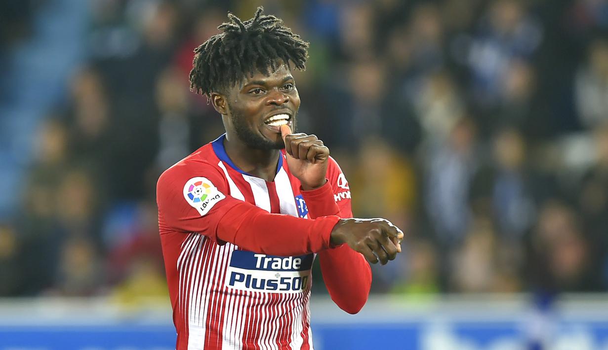 4. Thomas Partey (Atletico Madrid) - Pemain asal Ghana ini tampil menonjol bersama Atletico Madrid di kompetis Liga Champions musim ini. Berdasarkan statistik penampilannya, Thomas Partey mendapatkan nilai 7.55 di Liga Champions 2019/2020. (AFP/Ander Gillenea)