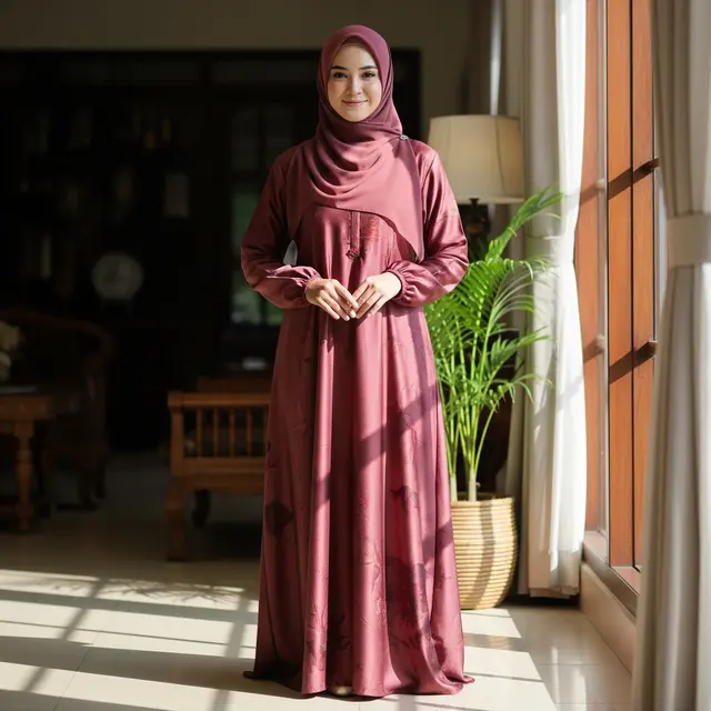 9 Model Gamis Batik Satin Dove yang Tidak Terlalu Mengkilap, Elegan Tanpa Kilau Berlebihan