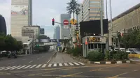 Kondisi jalanan Jakarta H+5 Lebaran, Rabu (20/6/2018), masih terlihat lengang (Liputan6.com/Ditto)