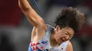 Atlet Korea, Gim Gyeong Ae tampil pada Final Lempar Lembing Putri Asian Games 2018 di Stadion Utama Gelora Bung Karno, Jakarta, Selasa (28/8). (ANTARA FOTO/INASGOC/Afriadi Hikmal/mes/18)
