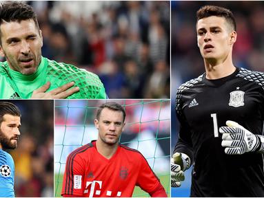 Berikut ini 11 kiper termahal di dunia. Tiga diantaranya adalah Kepa Arrizabalaga, Alisson Becker dan Gianluigi Buffon. (Foto-foto Kolase AFP)