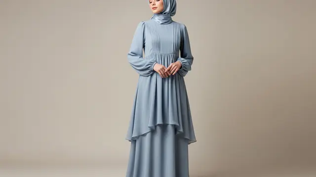 Gamis Empire Waist dengan Rok Mengalir