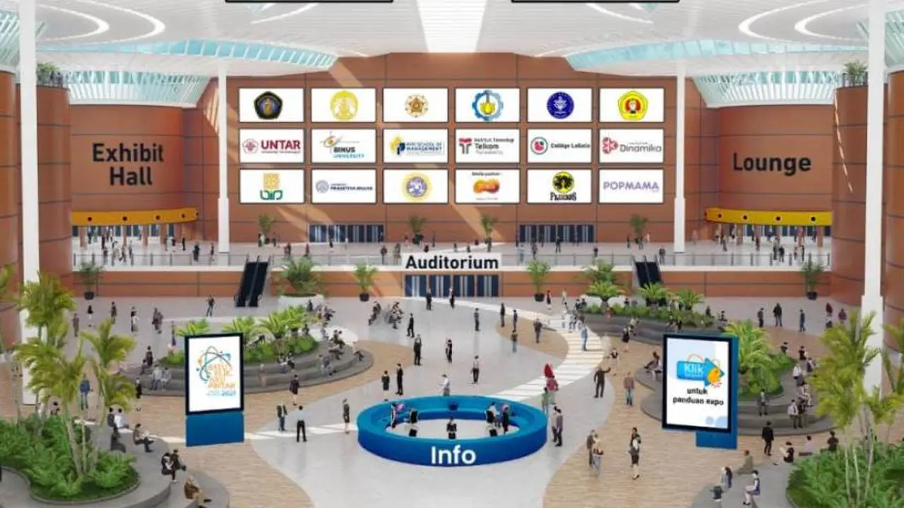Tampilan dari Lobi Virtual di ‘Satu Klik, Aku Pintar Virtual Edu-Expo 2021’.