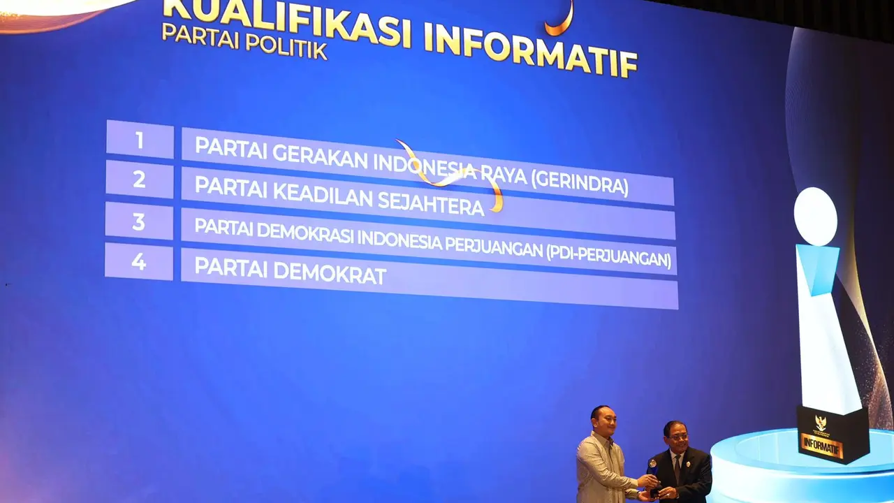 Partai Gerakan Indonesia Raya (Gerindra) kembali meraih penghargaan keterbukaan informasi publik dari Komisi Informasi Pusat (KIP) pada malam anugerah yang digelar di Hotel Movenpick Jakarta, Selasa (17/12) (Istimewa)