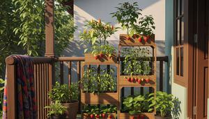 Model Teras Rumah Tipe Kecil dengan Taman Buah Mini. (Foto: AI)