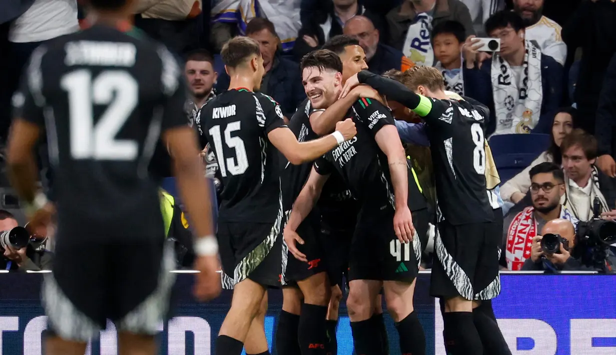 Kemenangan ini mengantar Arsenal ke babak semifinal Liga Champions 2024/2025 dan akan berhadapan dengan Paris Saint-Germain (PSG) yang sudah lebih dahulu lolos. (Pierre-Philippe MARCOU/AFP)