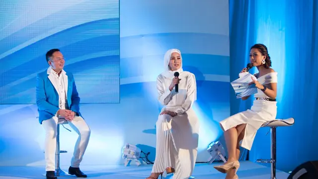 Olla Ramlan di acara Double Fix Pyramid Gathering Party, yang berlangsung secara hybrid di The Trans Resort Bali, baru-baru ini.