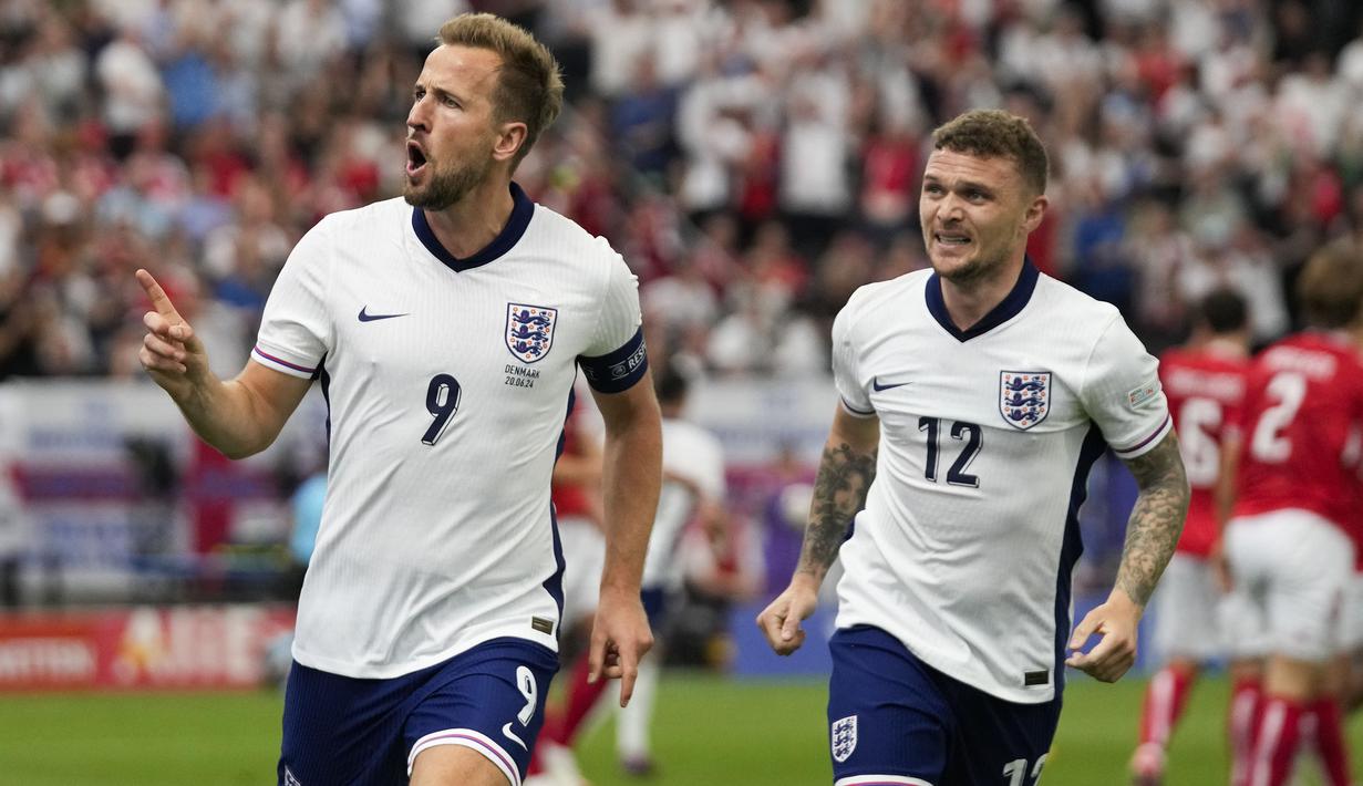 Harry Kane total telah tampil dalam 24 laga di turnamen mayor antar-negara termasuk di Euro 2024 yang tengah berjalan, dengan rincian 11 laga di Piala Dunia 2018 dan 2022 serta 13 laga di ajang Euro 2016, 2020 dan 2024. Dari 24 laga tersebut, ia telah mencetak total 13 gol dengan rincian 8 gol di ajang Piala Dunia dan 5 gol di ajang Euro, termasuk satu gol di fase Grup C Euro 2024. (AP Photo/Themba Hadebe)