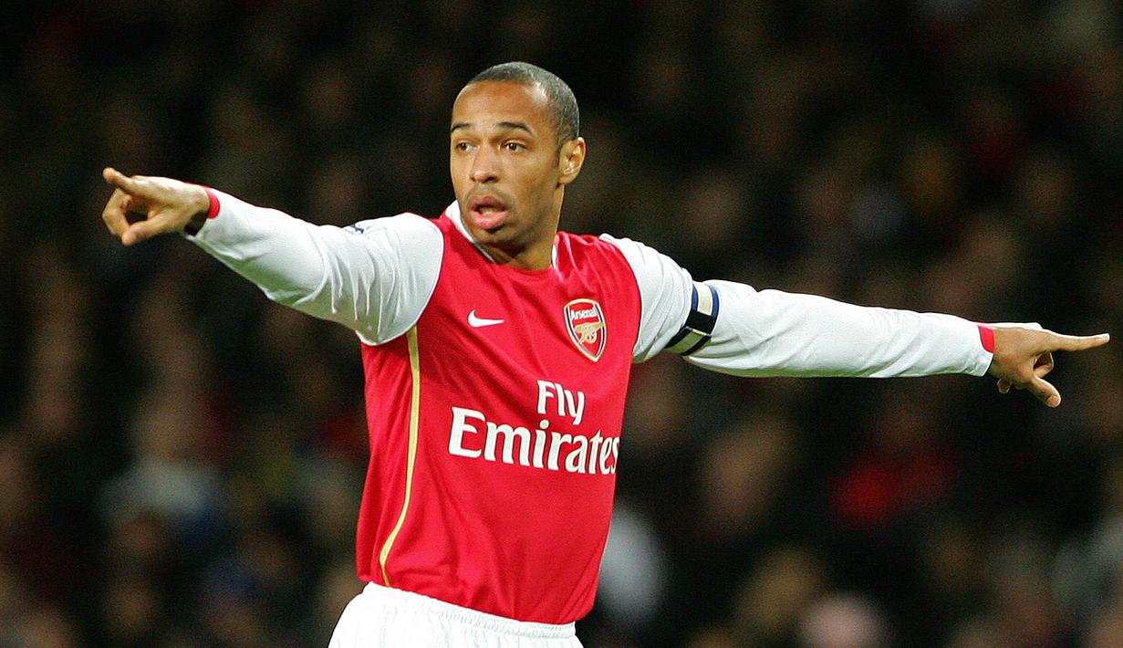 Thierry Henry - Striker asal Prancis ini tercatat memiliki 175 gol selama berkarier di Premier League ketika memperkuat Arsenal. (AFP/Carl De Souza)