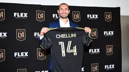 Setelah bertahun-tahun membela Juventus, Giorgio Chiellini kini hengkang ke Amerika Serikat untuk bergabung dengan Los Angeles FC. (Kevork Djansezian/Getty Images via AFP)