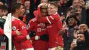 Gol tunggal Marcus Rashford di injury time memastikan kemenangan dramatis 1-0 Manchester United atas West Ham United dalam laga lanjutan Liga Inggris di Old Trafford Stadium, Sabtu (22/1/2022). Dengan hasil ini Setan Merah naik ke posisi 4 klasemen sementara. (AFP/Oli Scarff)