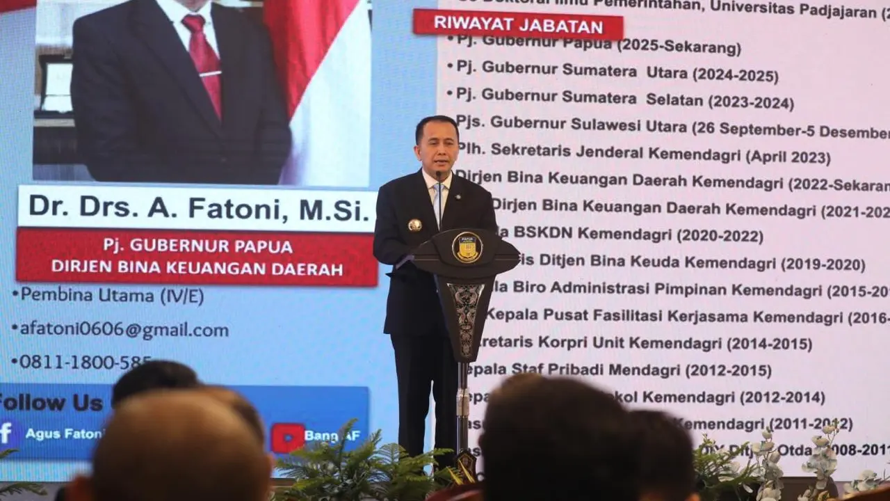 Penjabat (Pj) Gubernur Papua Agus Fatoni di Swissbell Hotel, Jayapura, Papua, Kamis (17/7/2025) (Istimewa)
