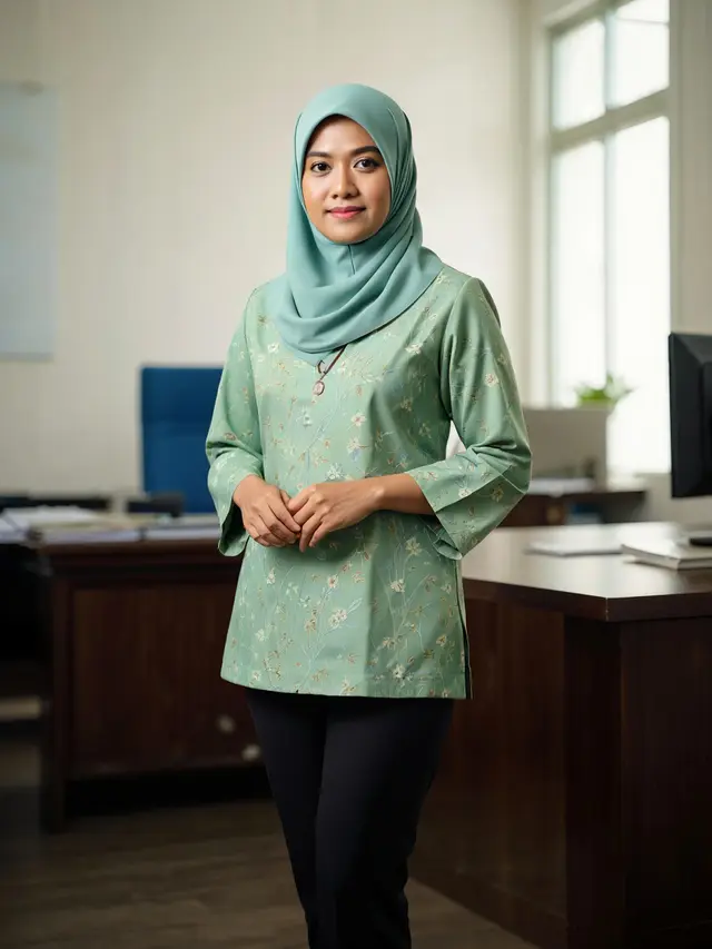 Batik Tunik Motif Bunga untuk ke Kantor