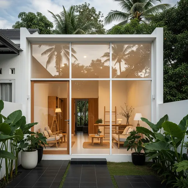 9 Model Rumah Kecil tapi Tampak Modern dengan Fasad Kaca Simpel, Hunian Luas dan Elegan