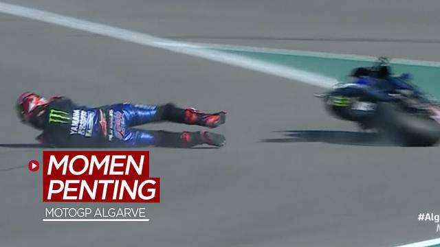 Berita video momen-momen penting yang terjadi saat balapan MotoGP seri Algarve, di mana Fabio Quartararo mengalami crash, dan Pecco Bagnaia menjadi juara, Minggu (7/11/2021).