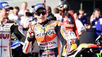 Pebalap Repsol Honda, Marc Marquez, menempati posisi kedua pada sesi kualifikasi MotoGP Jepang di Twin Ring Motegi, Jepang, Sabtu (15/10/2016). (Crash)